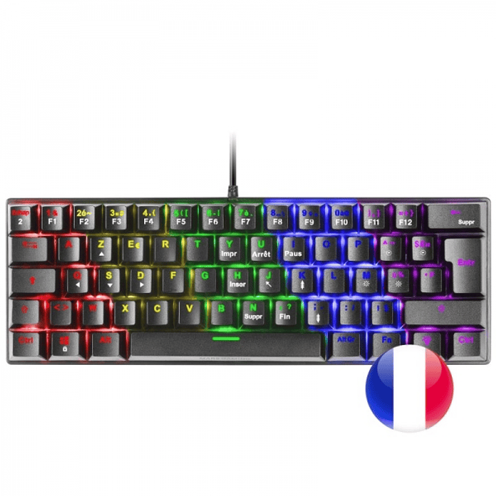 Mars Gaming MK60 Teclado Gaming Mecanico - Ultra-Compacto 60% - Switches Antipolvo - Iluminacion RGB - Teclas Imborrables - Anti-Ghosting Avanzado - F 1