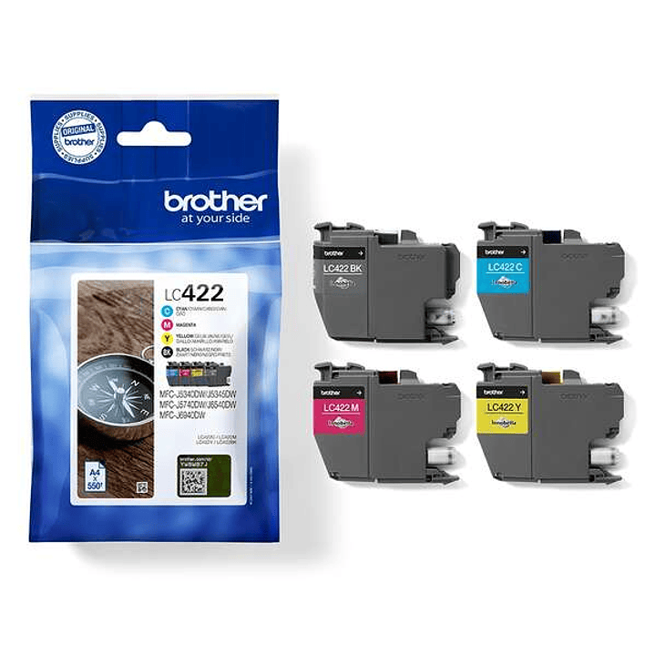 Brother LC422 Pack de 4 Cartuchos de Tinta Originales - LC422VAL 1