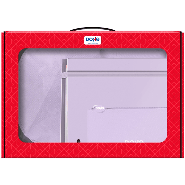Dohe Serenity Pack de Mochila + Carpeta A4 Recambio + Portatodo Triple - Todo en un Maletin Perfecto para Regalo - Color Morado 1