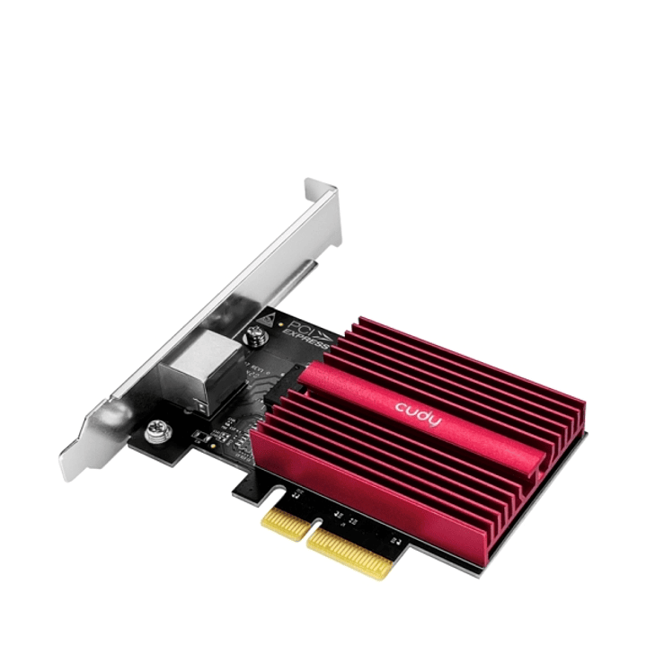 Cudy Adaptador de Red PCIe - Velocidad hasta 10 Gbps - Autoadaptativo - PCI Express 3.0 x4 - Color Negro/Rojo 1