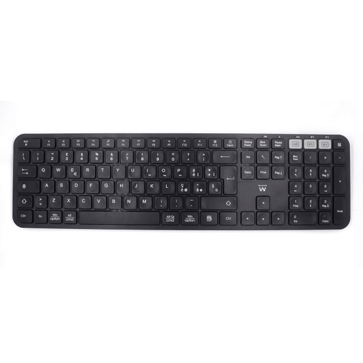 Ewent Teclado Inalambrico - Modo Ahorro de Energia - Disposicion Italiana QWERTY IT - 1x Bateria AAA (Incluida) - Alcance hasta 10m - Color Negro 1