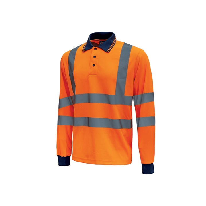 Upower Shine Polo de Manga Larga con Detalles Reflectantes - Talla S - Cuello Cerrado Tres Botones, Ventilaciones Laterales, Banda para el Sudor, Prot 1