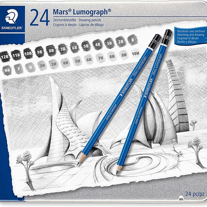 Staedtler Mars Lumograph 100 Pack de 12 Lapices de Grafito - Resistencia a la Rotura - Graduaciones Surtidas 1