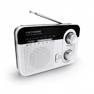 Metronic Radio Portatil AM/FM y Onda Larga - Colo blanco