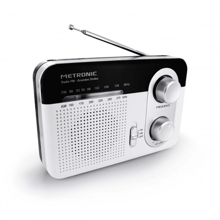 Metronic Radio Portatil AM/FM y Onda Larga - Colo blanco 1