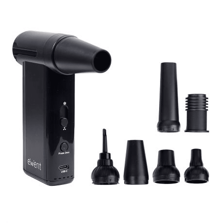 Ewent Pistola de Aire Comprimido - Aspirador, Bomba de Vacio e Inflador - 8 Velocidades -130000 RPM  - Bateria de 5000mah - Color Negro 1