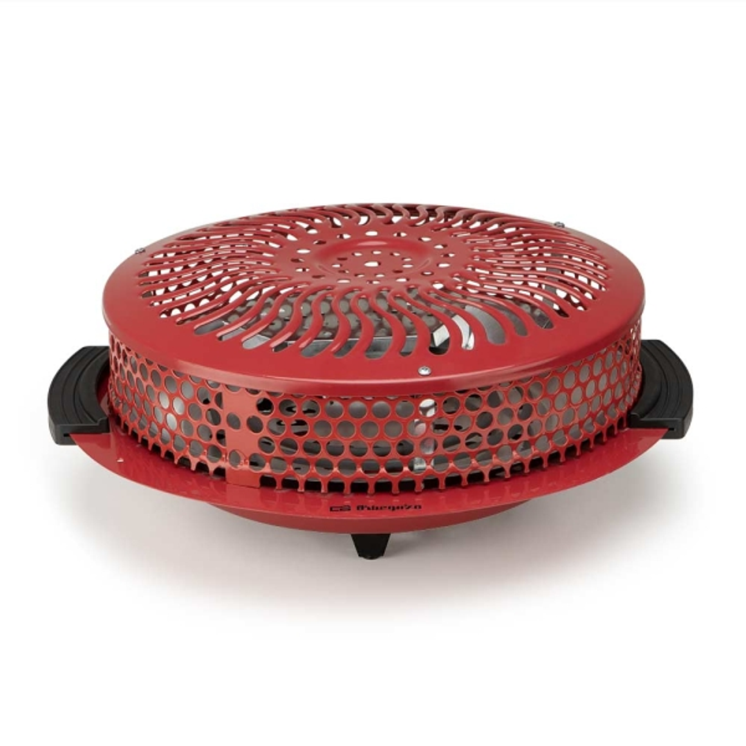 Orbegozo BR 90 Brasero Electrico - Potencia 900W - Rejilla de Seguridad - Asas de Tacto Frio - 2 Niveles de Calor - 39x10.5x38cm - Color rojo 1