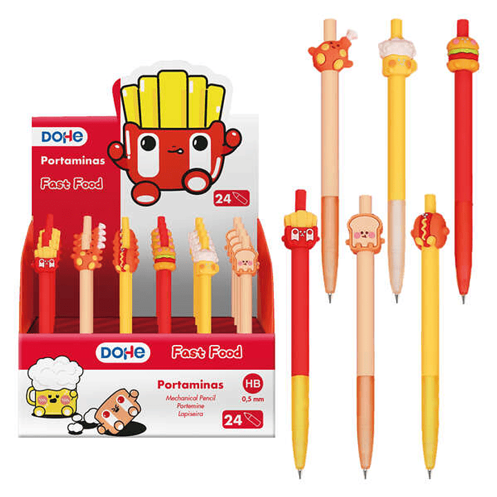 Dohe Expositor de 24 Portaminas 0.5mm - Grip de Caucho - Decorados con Forma de Alimentos 1