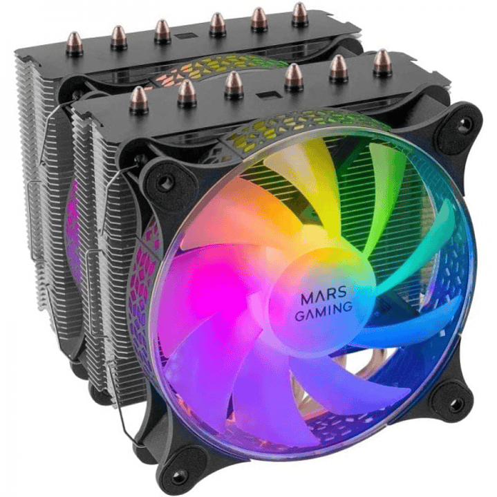Mars Gaming MCPU-XT Disipador - Rendimiento extremo 300W TDP - Doble torre - 6 heatpipes HCT - ARGB compatible - Multisocket universal - Instalacion f 1