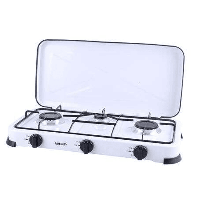 Muvip Cocina de Gas 3 Fuegos - Encendido Manual - Rejillas Extraibles - Tapa Protectora 1