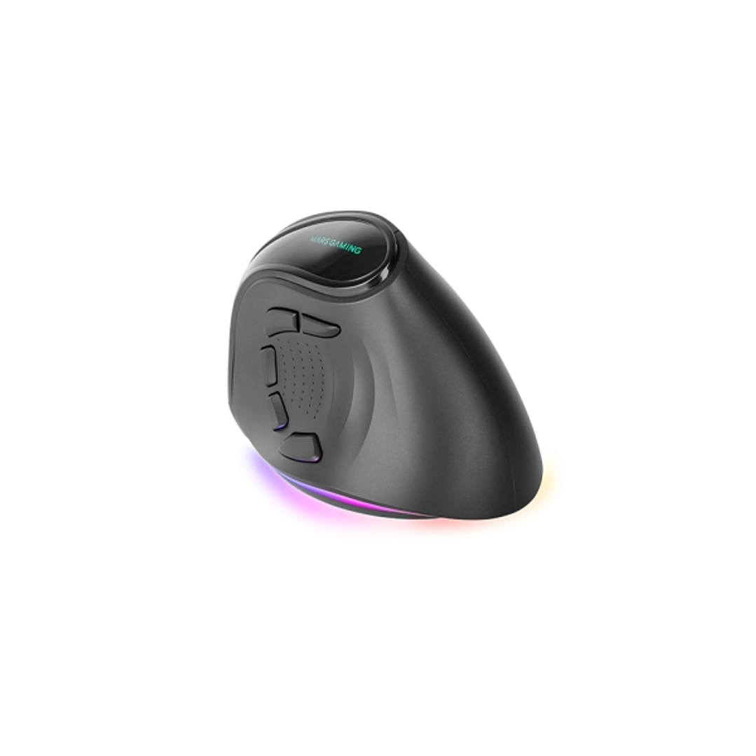 Mars Gaming MM-SK Raton Gaming Inalambrico Vertical para Diestros - Sensor 8400dpi - Bluetooth 5.1 - RF 2.4Ghz - Switches HUANO - Iluminacion RGB - 10 1