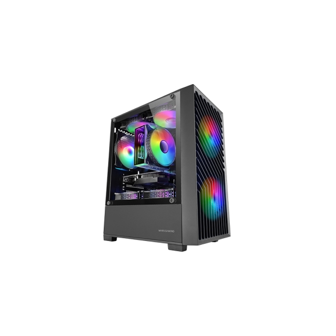 Mars Gaming MC-VORTEX Minitorre Ultracompacta - 3 Ventiladores de 120mm FRGB - Soporte MicroATX/Mini-ITX - Doble Camara - 7 Ranuras de Expansion - Col 1
