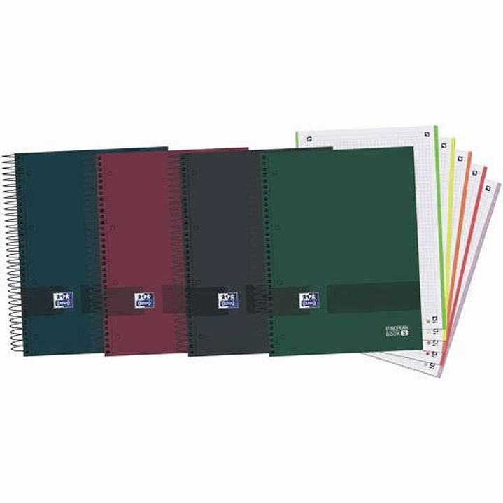 Oxford Europeanbook 5 Oxford & You Pack de 5 Cuadernos Espiral Formato A4+ Cuadriculado 5x5 - 120 Hojas Microperforadas con 4 Taladros - Tapa Extradur 1