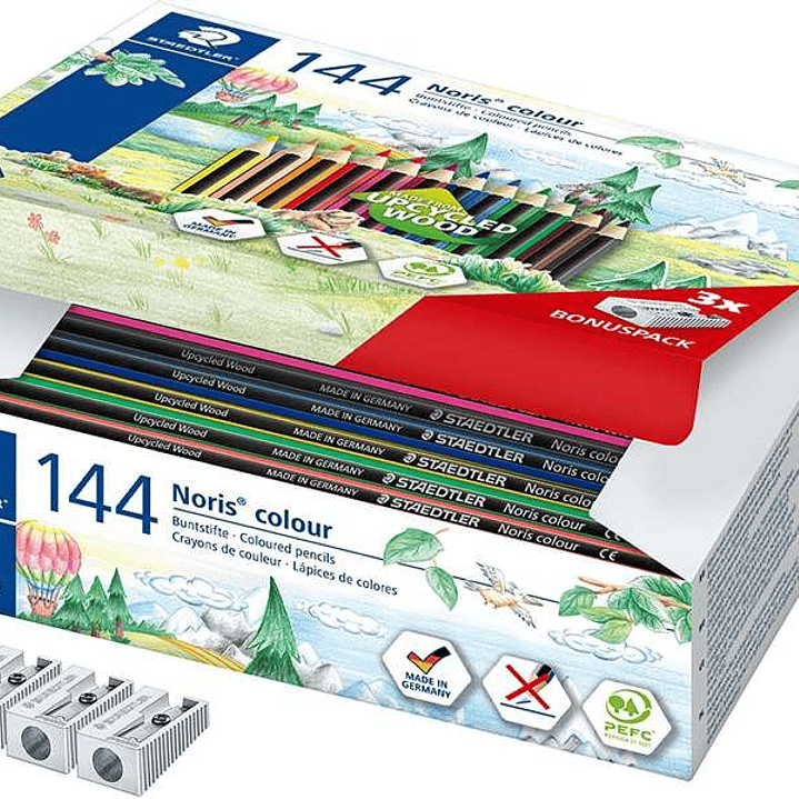 Staedtler Noris Colour 185 Pack de 144 Lapices Hexagonales de Colores - Resistencia a la Rotura - Ideal para Colegios - Colores Surtidos 1