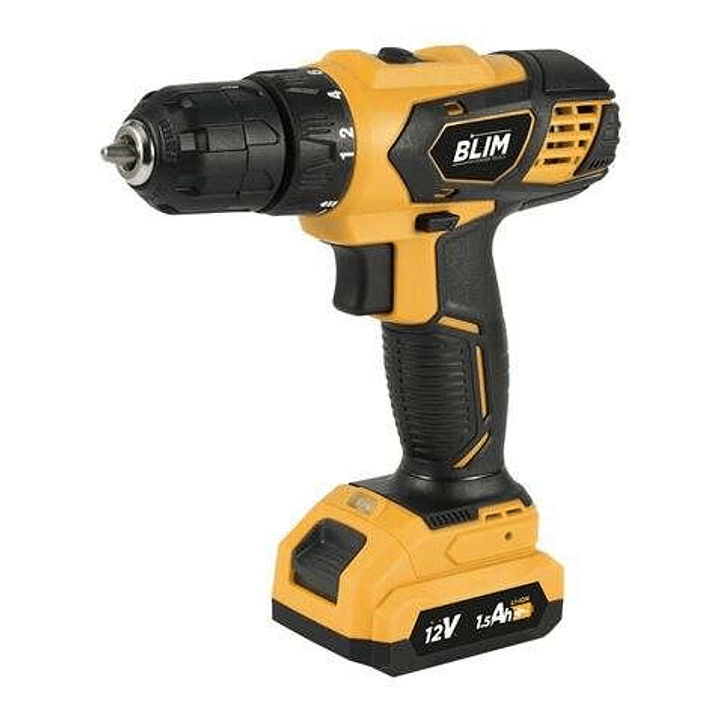 Blim Taladro a Bateria 12V 1.5Ah - 28nm de Par Maximo - 2 Velocidades 0-400/0-1500rpm - Color Amarillo 1