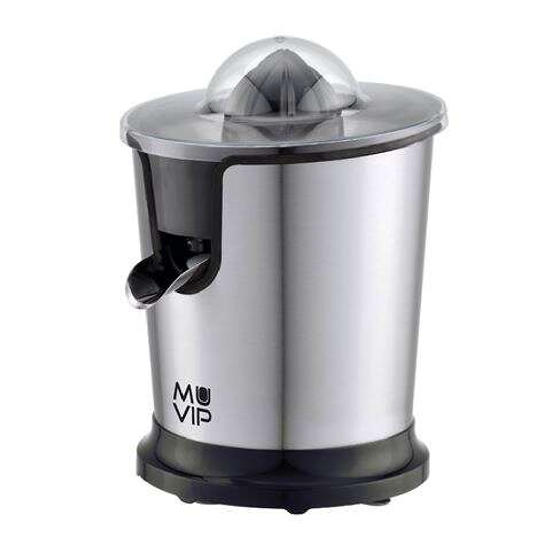 Muvip Exprimidor Electrico Inox 300W - Cuerpo y Filtro de Acero Inoxidable - Sistema Antigoteo - 2 Tamaños de Conos 1