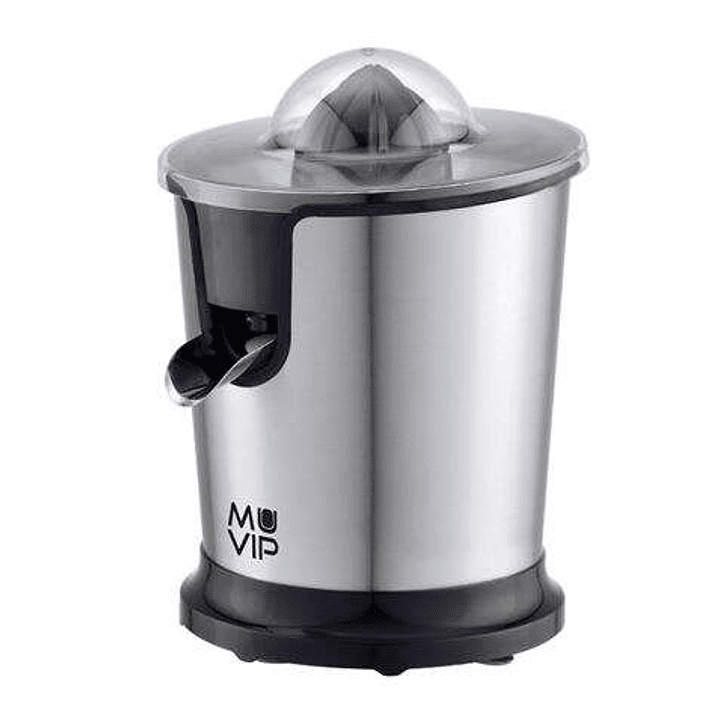 Muvip Exprimidor Electrico Inox 300W - Cuerpo y Filtro de Acero Inoxidable - Sistema Antigoteo - 2 Tamaños de Conos 1