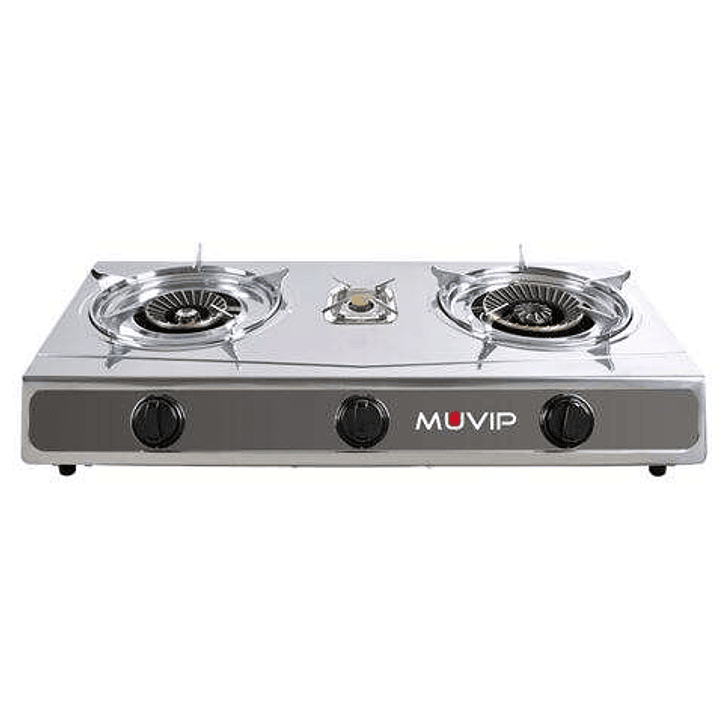 Muvip Serie Strong Cocina de Gas Inox 3 Fuegos - Encendido Piezoelectrico - Quemador de Hierro Fundido Desmontable 1