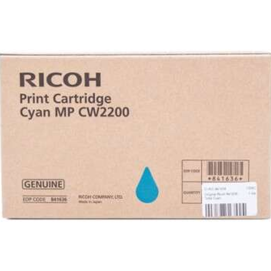 Ricoh Aficio MP-CW2200SP Cyan Cartucho de Tinta Original - 841636/MP CW2200C 1