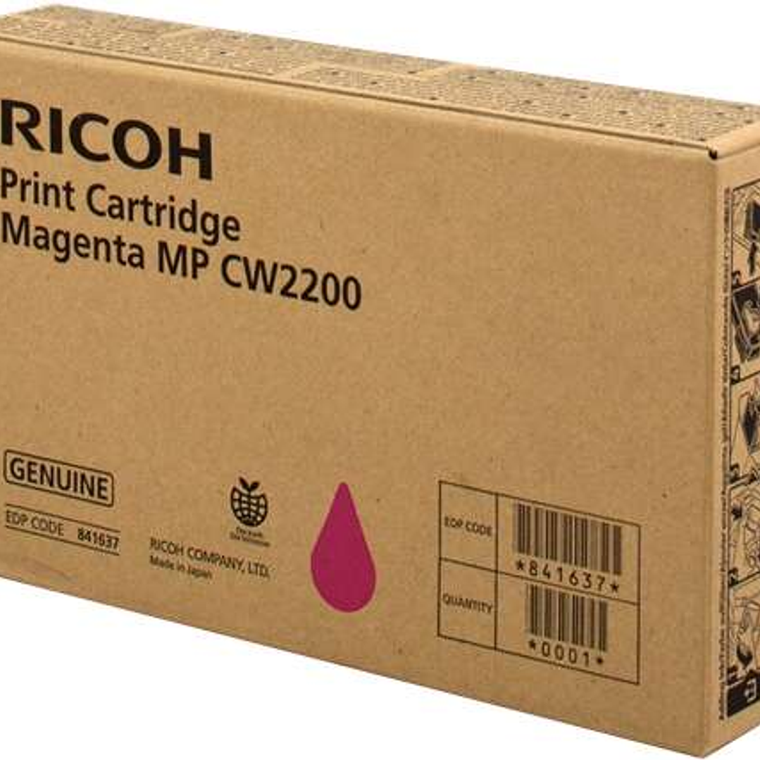 Ricoh Aficio MP-CW2200SP Magenta Cartucho de Tinta Original - 841637/MP CW2200M 1