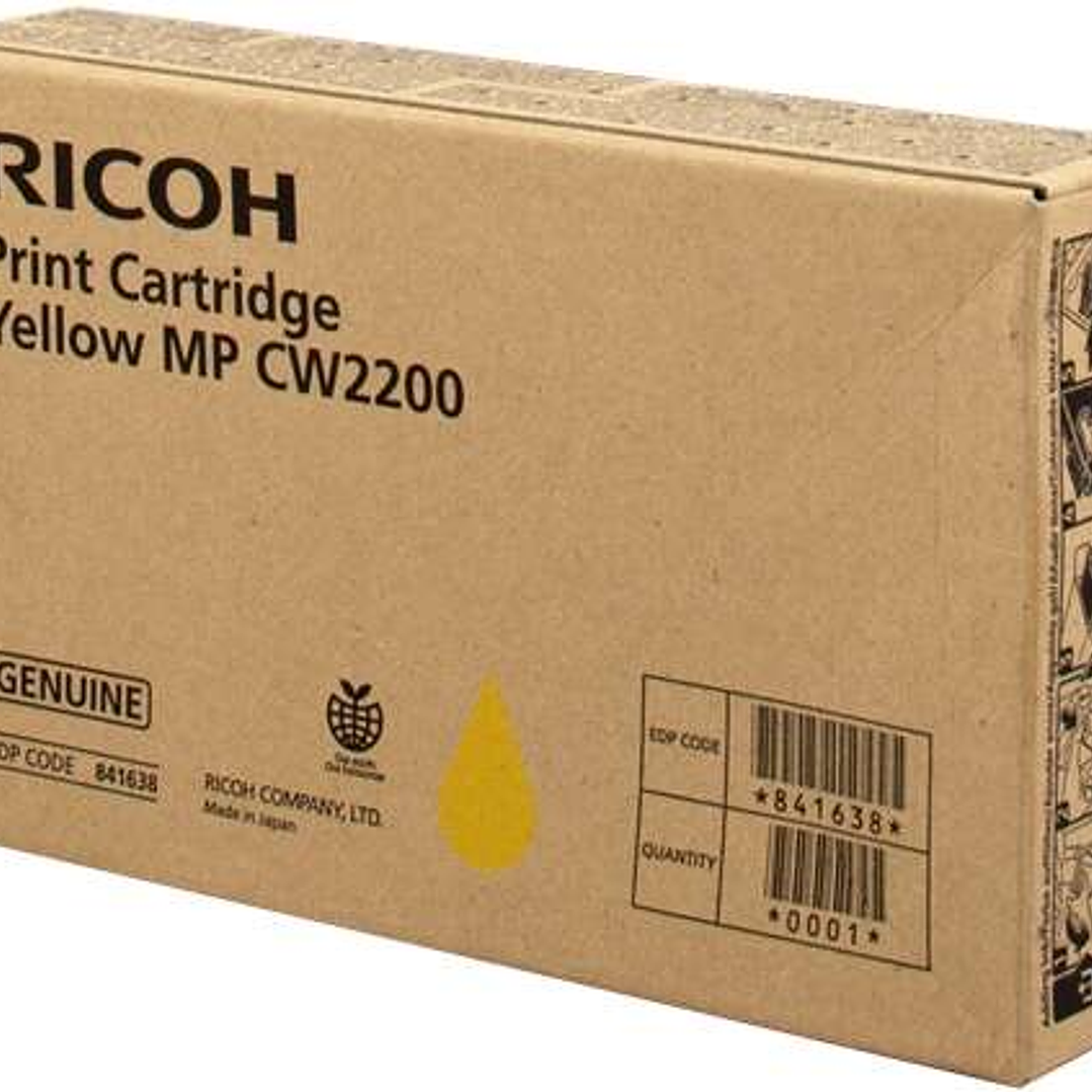 Ricoh Aficio MP-CW2200SP Amarillo Cartucho de Tinta Original - 841638/MP CW2200Y 1