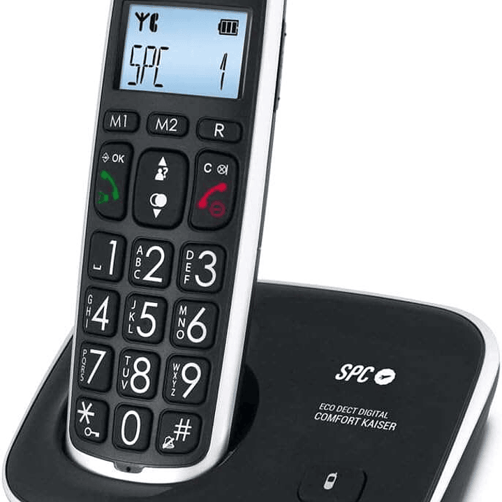 SPC Telefono Fijo Inalambrico para Mayores - Teclas y Numeros Extragrandes - Volumen de Auricular Amplificado - Agenda y 2 Memorias Directas - Identif 1