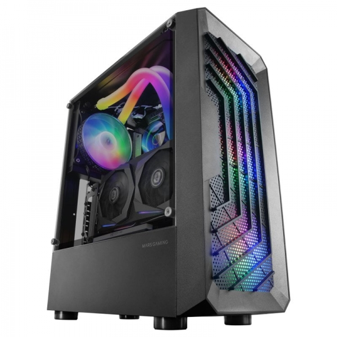 Mars Gaming MC-TOR Torre Gaming - Frontal MESH - Ventilacion FRGB - Soporte Placas ATX/microATX/mini-ITX - USB 3.0 - Almacenamiento SSD/HDD - Color Ne 1