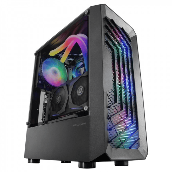 Mars Gaming MC-TOR Torre Gaming - Frontal MESH - Ventilacion FRGB - Soporte Placas ATX/microATX/mini-ITX - USB 3.0 - Almacenamiento SSD/HDD - Color Ne 1