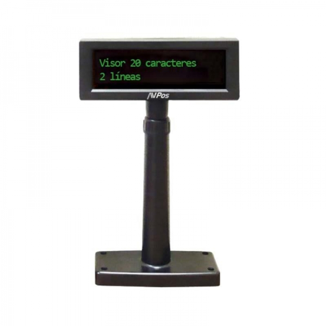 AVPos Visor VFD220 - 2 Lineas de 20 Caracteres - Color de Pantalla Verde - 267 Tipos de Caracteres Internacionales - USB - Color Negro 1