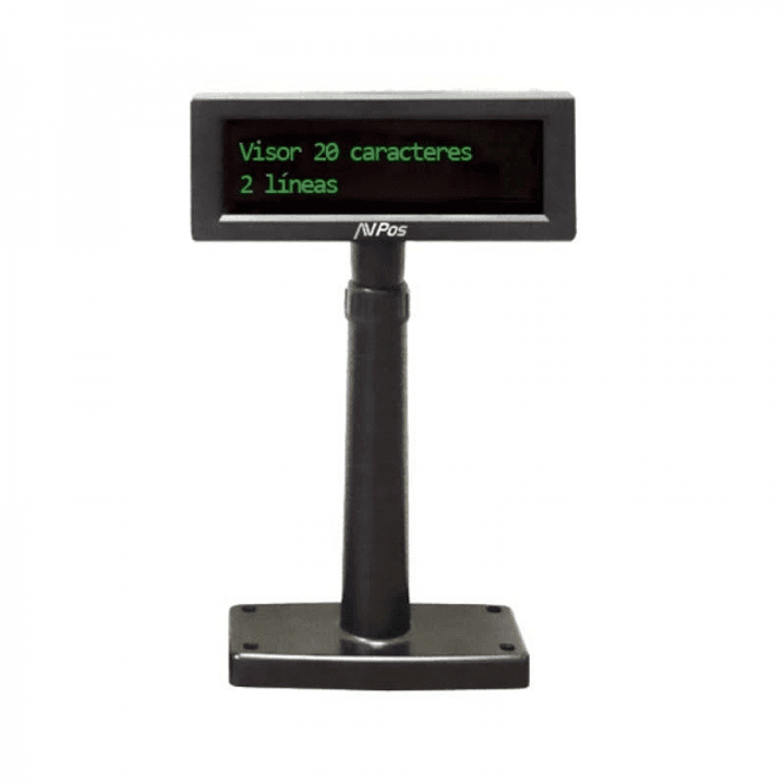 AVPos Visor VFD220 - 2 Lineas de 20 Caracteres - Color de Pantalla Verde - 267 Tipos de Caracteres Internacionales - USB - Color Negro 1