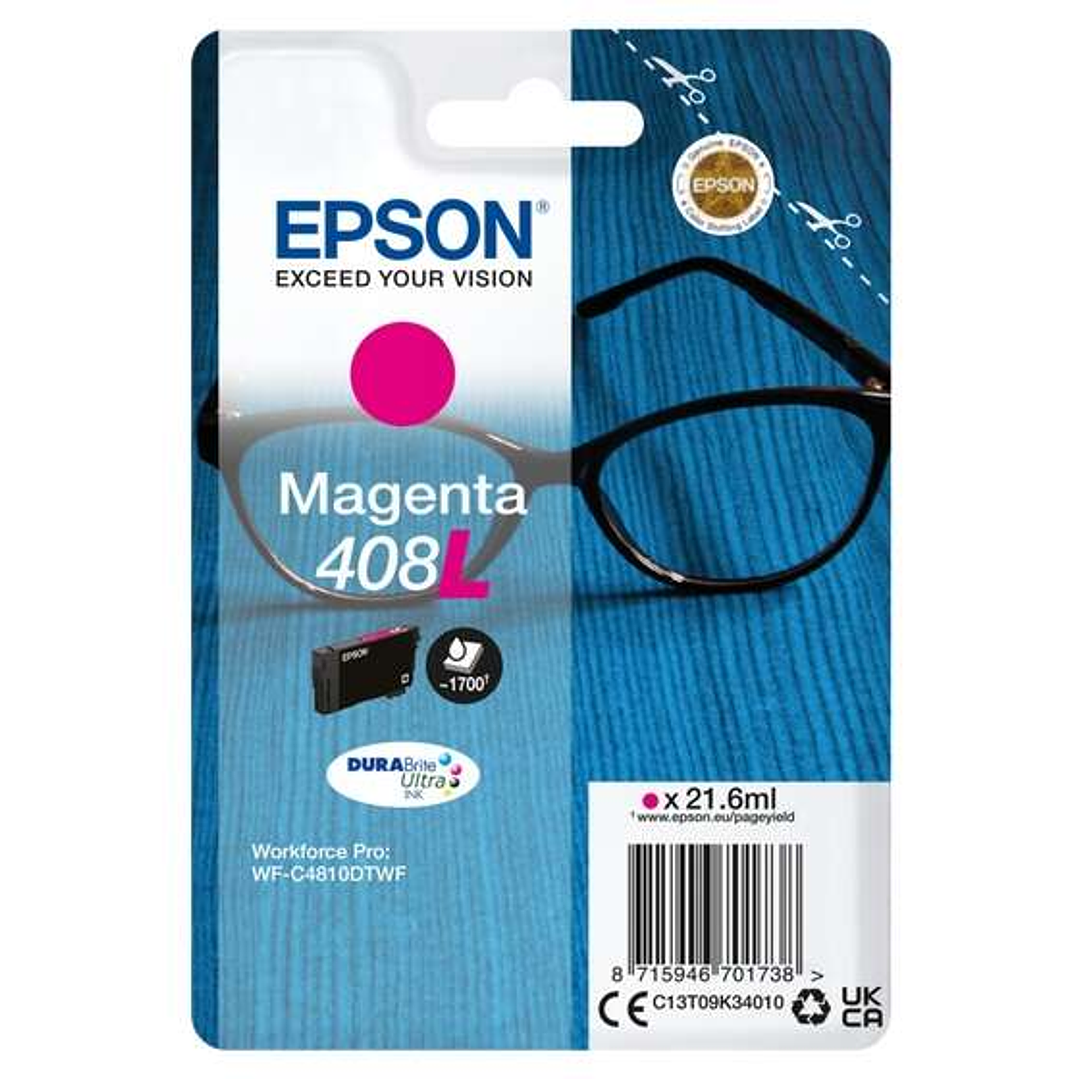 Epson 408L Magenta Cartucho de Tinta Original - C13T09K34010 1