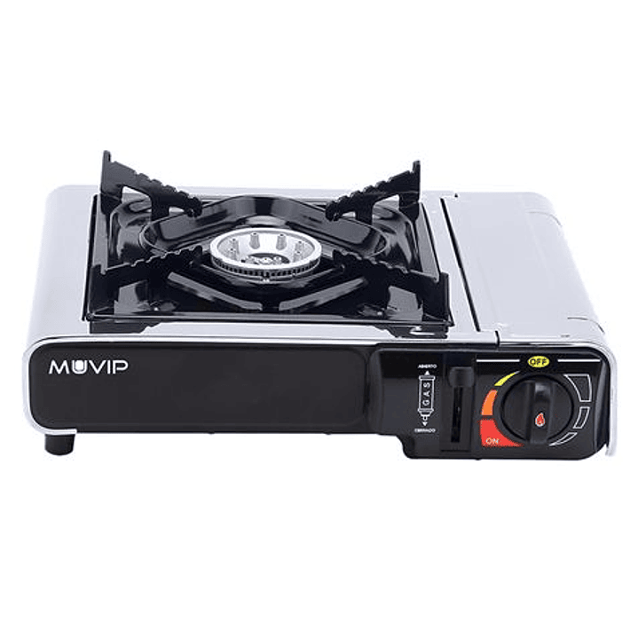Muvip Cocina de Gas Portatil 1 Fuego - Encendido Automatico - Quemador de Aluminio - Sistema FSD - Proteccion Contra Sobretension - Maleta de Transpor 1