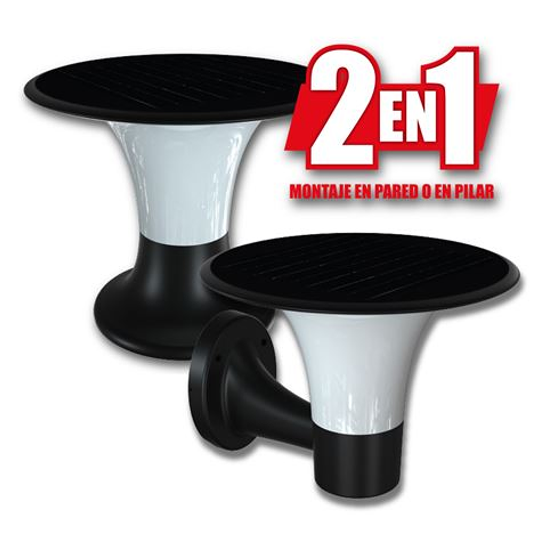 Elbat Serie Pro Farol LED Solar - 15W - 6000K/3000K - 2200 Lumenes - Sensor - Montaje en Pared o Sobre Pilar - Color Negro 1