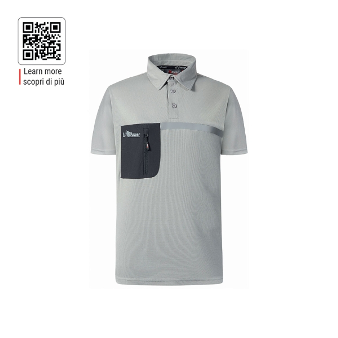 Upower Libra Polo Hombre Termorregulador - Talla M - Tecnologia HeiQ Smart Temp, Tratamiento Antimicrobiano, Bolsillo con Cremallera, Banda Reflectant 1