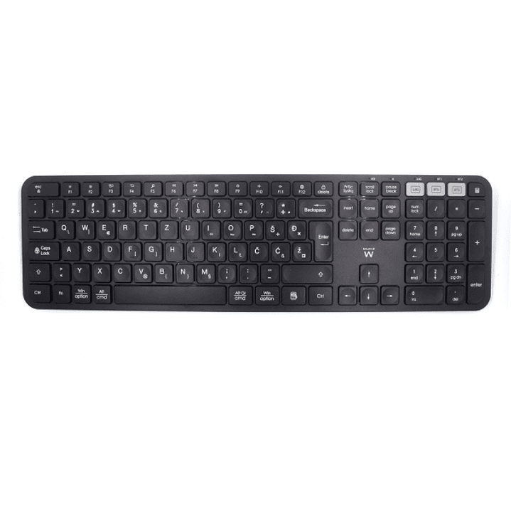 Ewent Teclado Inalambrico - Modo Ahorro de Energia - Disposicion Eslovena QWERTZ SI - 1x Bateria AAA (Incluida) - Alcance hasta 10m - Color Negro 1