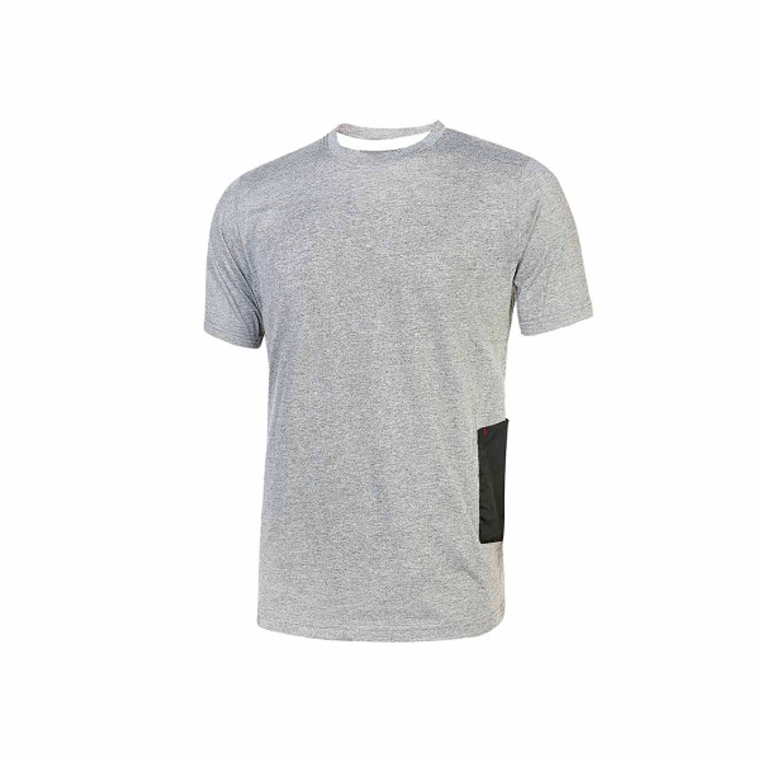 Upower Road Camiseta de Manga Corta en Polycotton Jersey - Talla XL - Slim-Fit, Cuello Acanalado Elastico, Bolsillo para Celular, Cinta Reflex, Protec 1