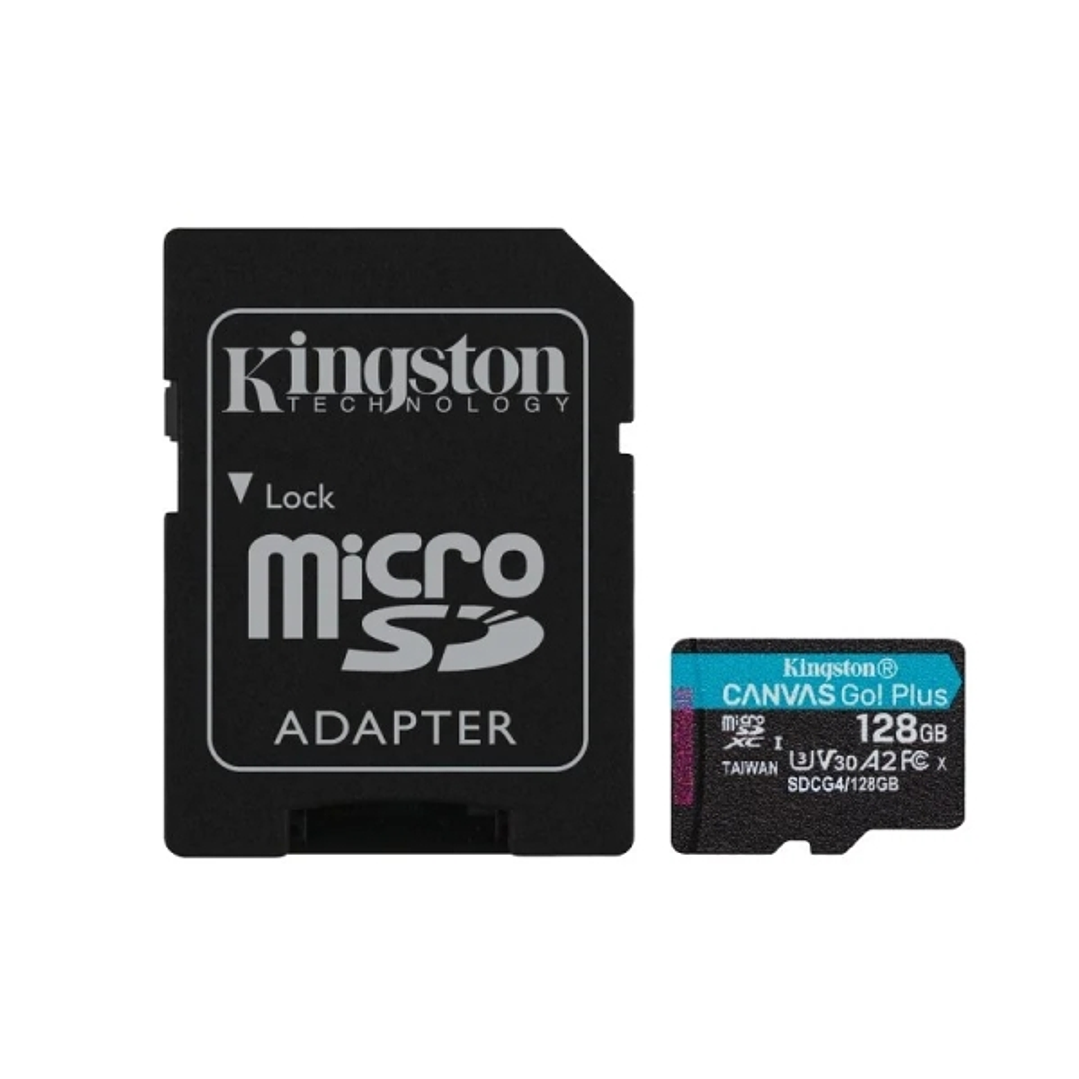 Kingston Tarjeta Micro SDXC 128GB UHS-I U3 V30 Clase 10 200MB/s Canvas Go Plus con Adaptador 1