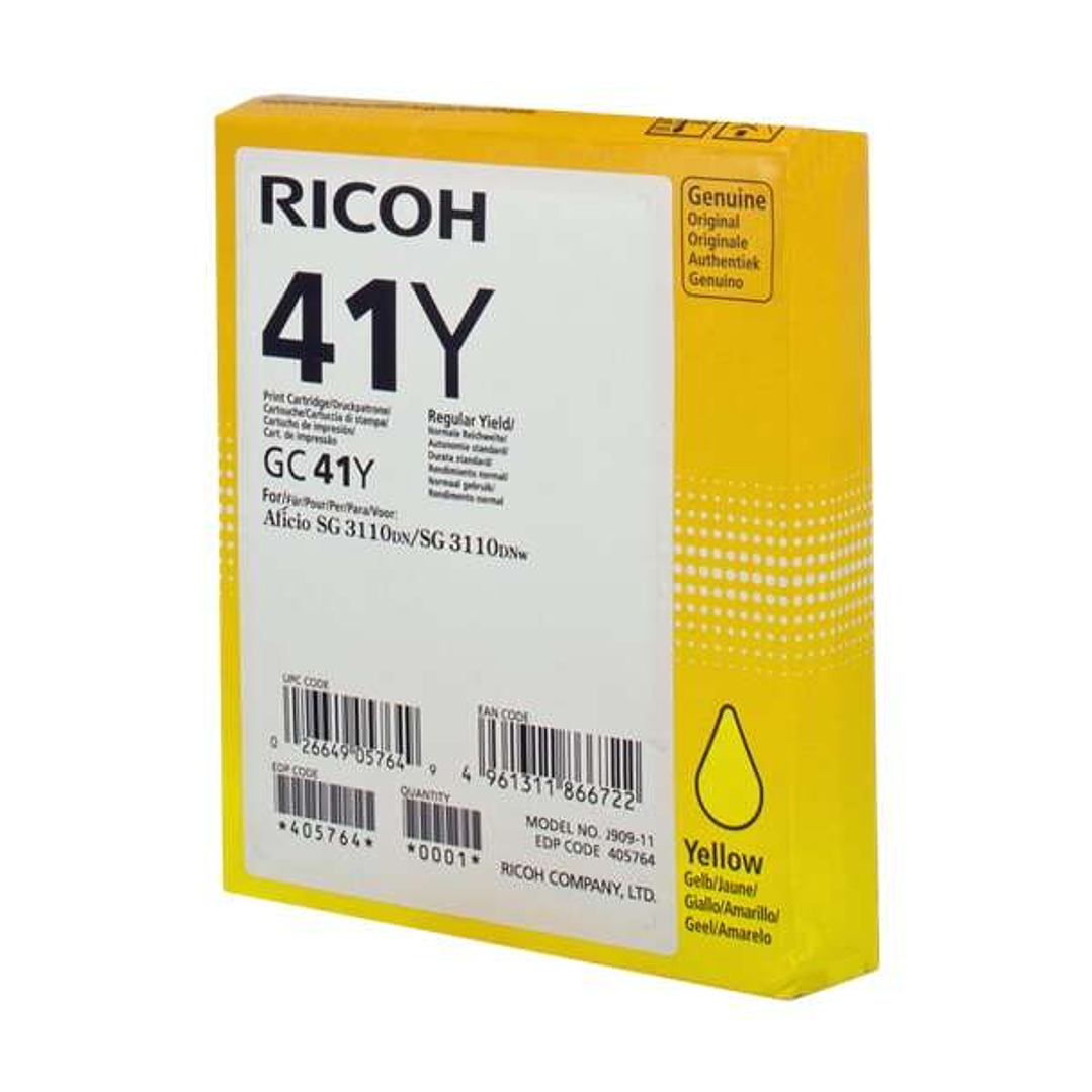 Ricoh GC41 Amarillo Cartucho de Gel Original - 405764 1