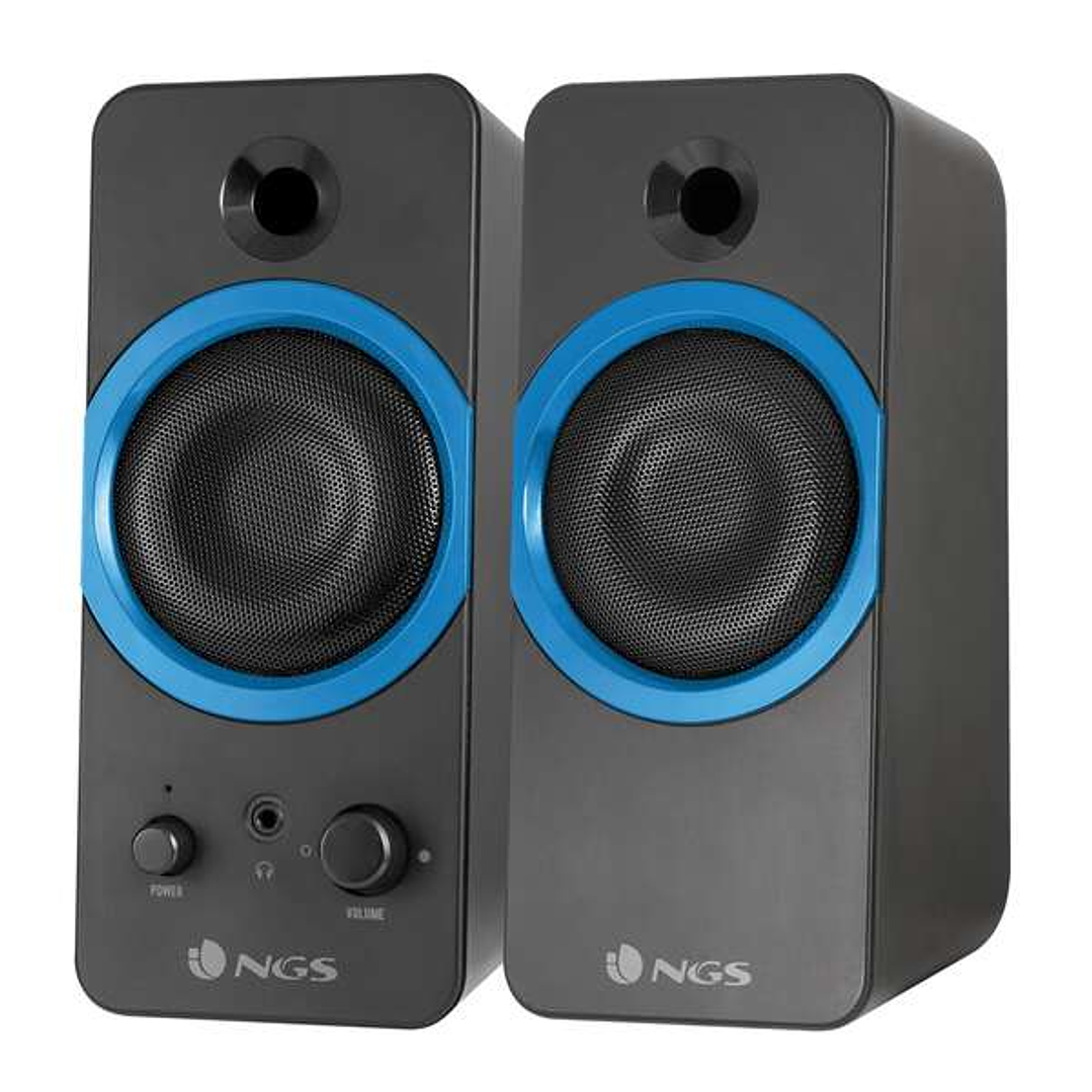 NGS GSX-200 Altavoces USB 2.0 20W - Supergraves - Conexion Jack 3.5mm - Controles en Altavoz - Color Negro/Azul 1