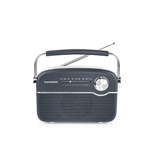 Thomson Radio Solar Portatil Retro RTS450BT - FM - Carga por Energia Solar o USB-C - Antena Telescopica - Bluetooth - Color Negro
