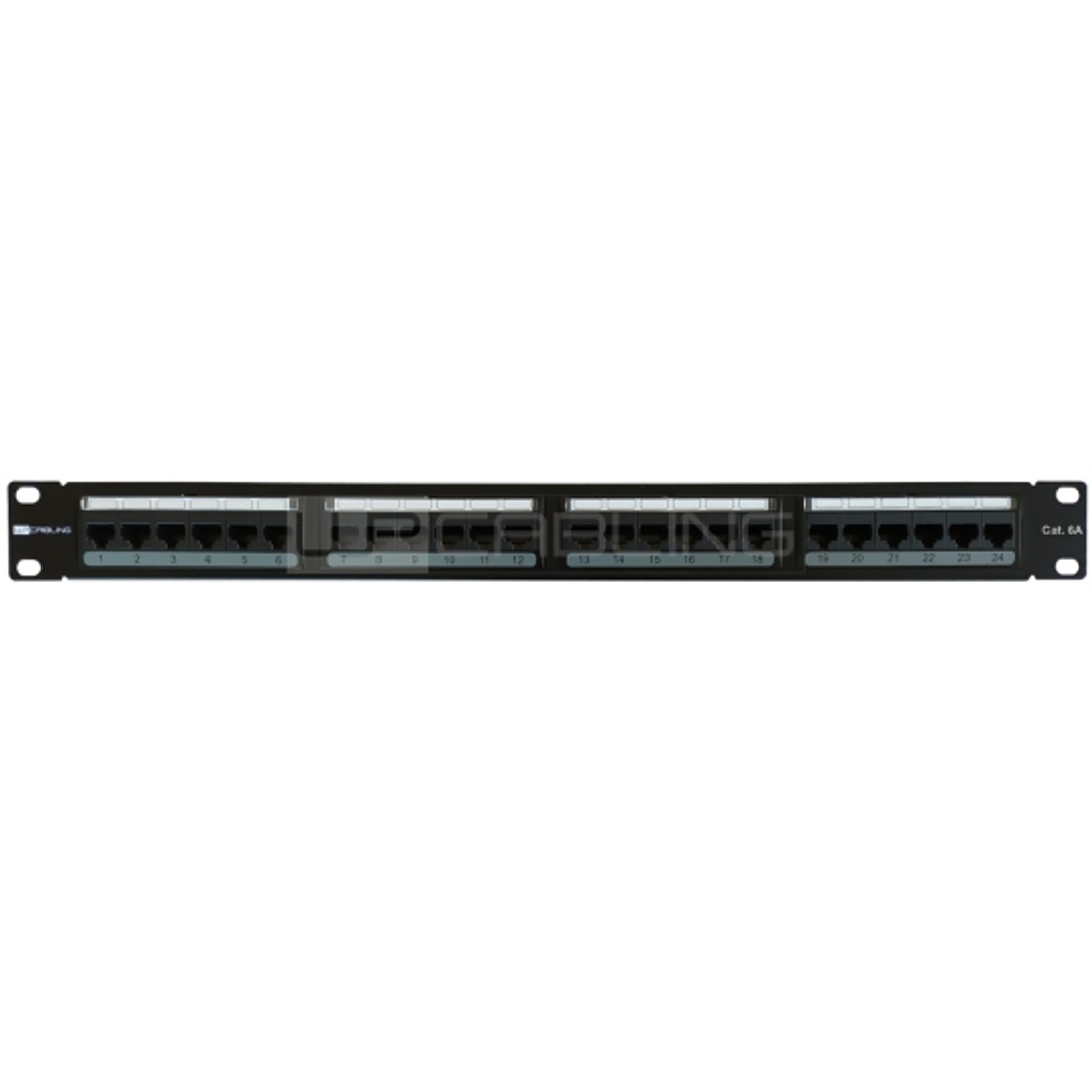 WP Patch Panel de 24 Puertos RJ45 CAT6A UTP - 1U IDC - Color Negro 1