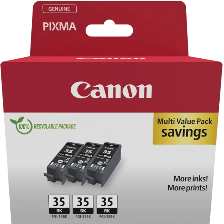 Canon PGI-35BK Multipack de 3 Cartuchos de Tinta Originales Negro - 1509B028 1
