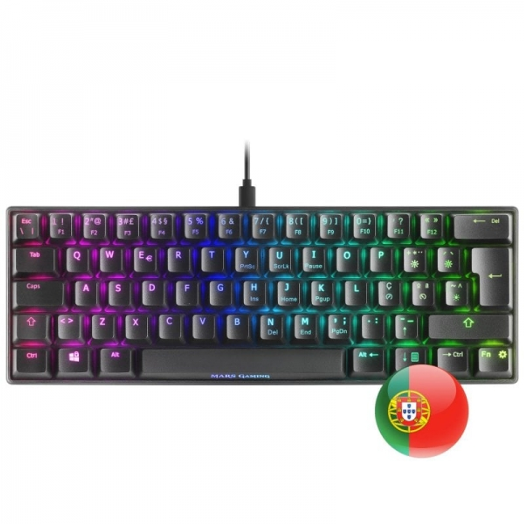 Mars Gaming MKMINI Teclado Gaming Ultra-Compacto - Switches Mecanicos OUTEMU PRO - Iluminacion FULL RGB CHROMA - USB-C Extraible - Multiplataforma - P 1