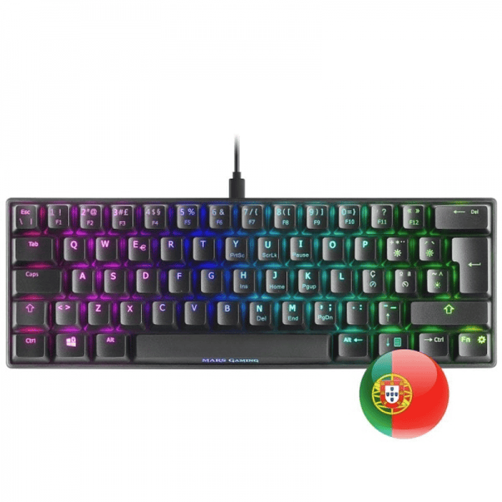 Mars Gaming MKMINI Teclado Gaming Ultra-Compacto - Switches Mecanicos OUTEMU PRO - Iluminacion FULL RGB CHROMA - USB-C Extraible - Multiplataforma - P 1