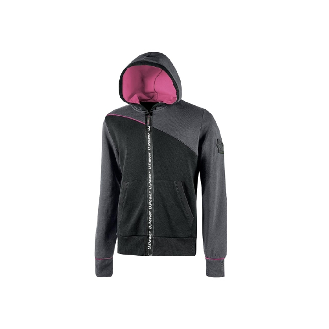 Upower Jupiter Lady Sudadera Mujer con Cremallera Impermeable - Talla 3XL - Capucha Ajustable, Bolsillos Oblicuos, Puños Elasticos, Piping Fluo, Prote 1