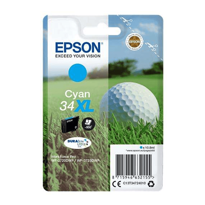 Epson T3472 (34XL) Cyan Cartucho de Tinta Original - C13T34724010 1