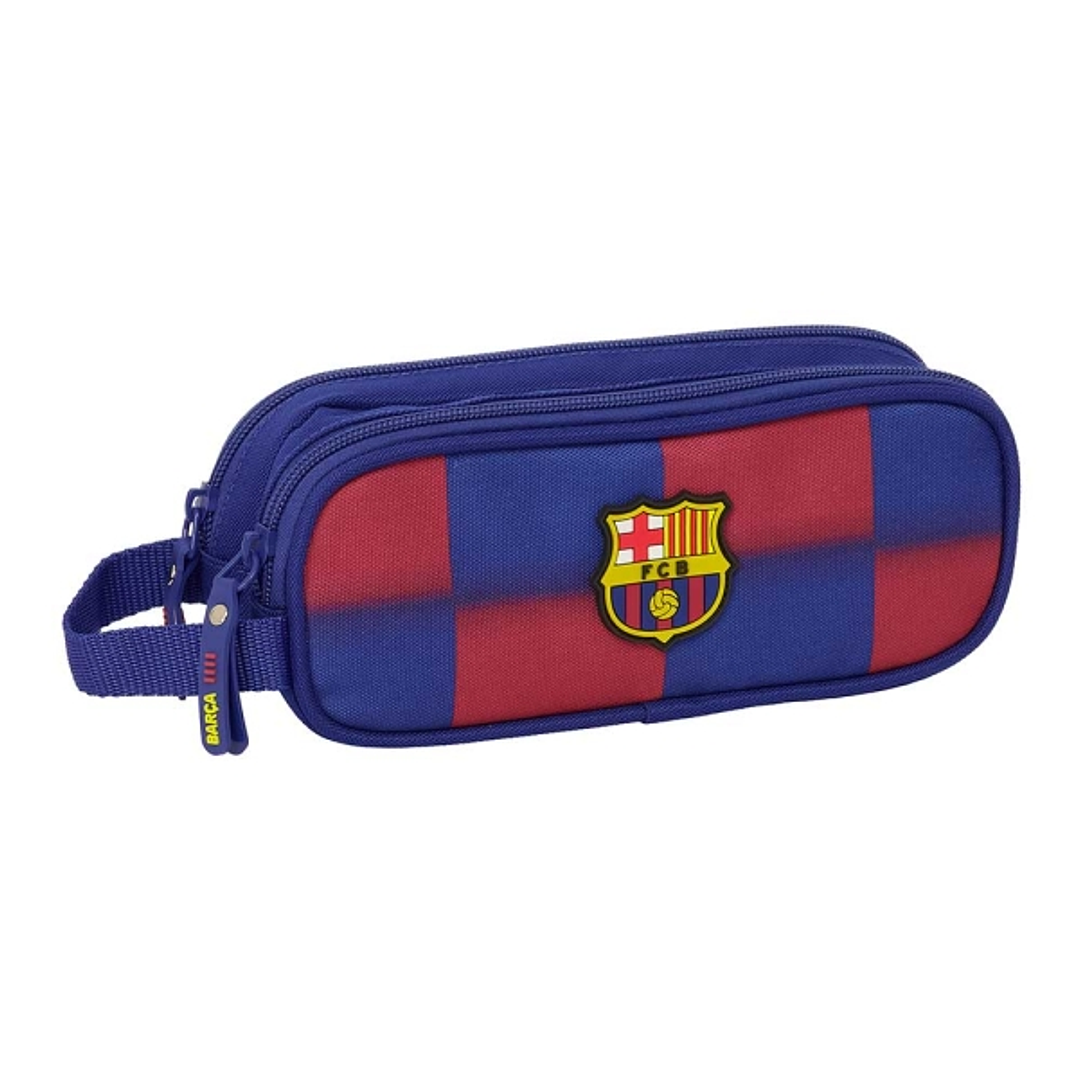 Safta F.C.Barcelona Estuche Portatodo de 1L - 2 Compartimentos - Cierre de Cremallera - Asa de Mano - 21x8x6cm - Color Rojo y Azul 1