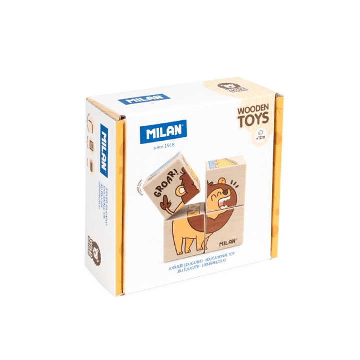Milan Wild Safari Juguete Educativo de Madera - Rompecabezas de Cubos - a Partir de 12 Meses - Multicolor 1