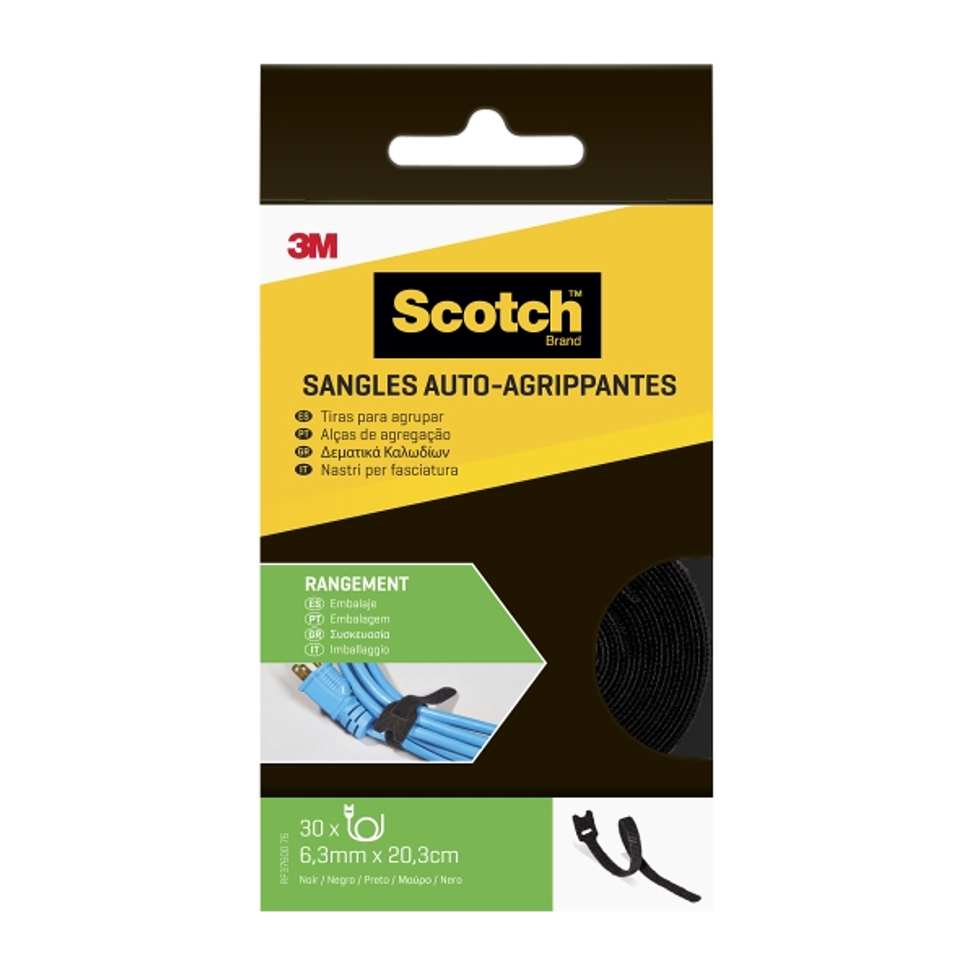 Scotch Pack de 30 Tiras Organizadoras de Cable - 6.3mm x 20.3cm - Color Negro 1