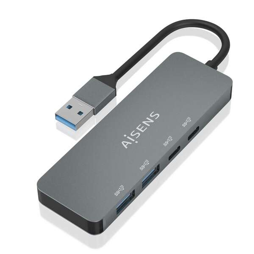 Aisens Hub USB 3.2 GEN2 10G USB-A - USB-A/M-2xUSB-C/H-2xUSB-A/H -  15cm - Color Gris 1